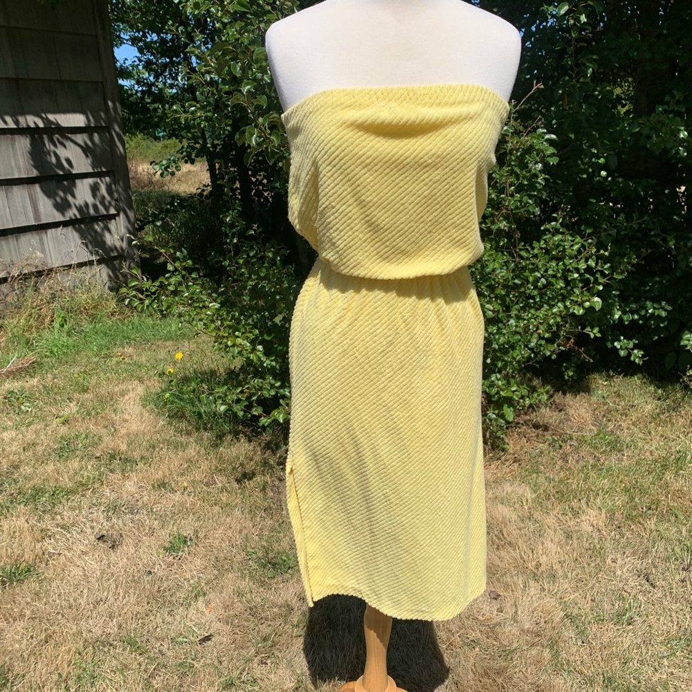Butter Yellow Strapless Dress by Taffy Apple, vintage